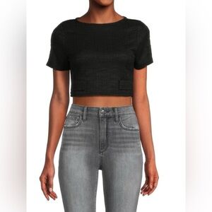 NEW Love Ady Black Crepe Crop Top